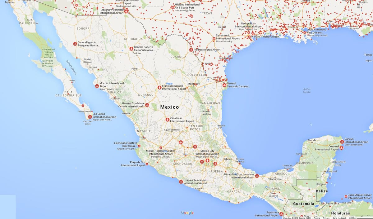 letiště Mexico mapě