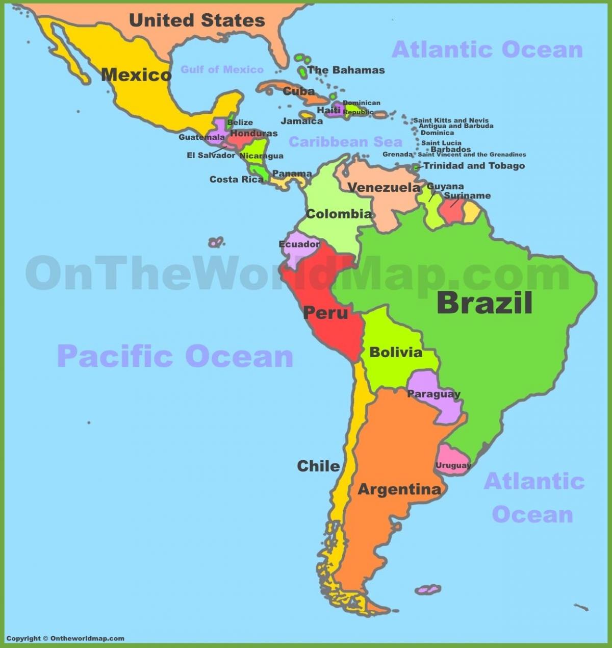 Mexiko a jižní amerika mapa