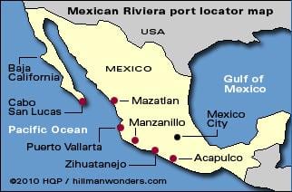 mapa mexické riviera