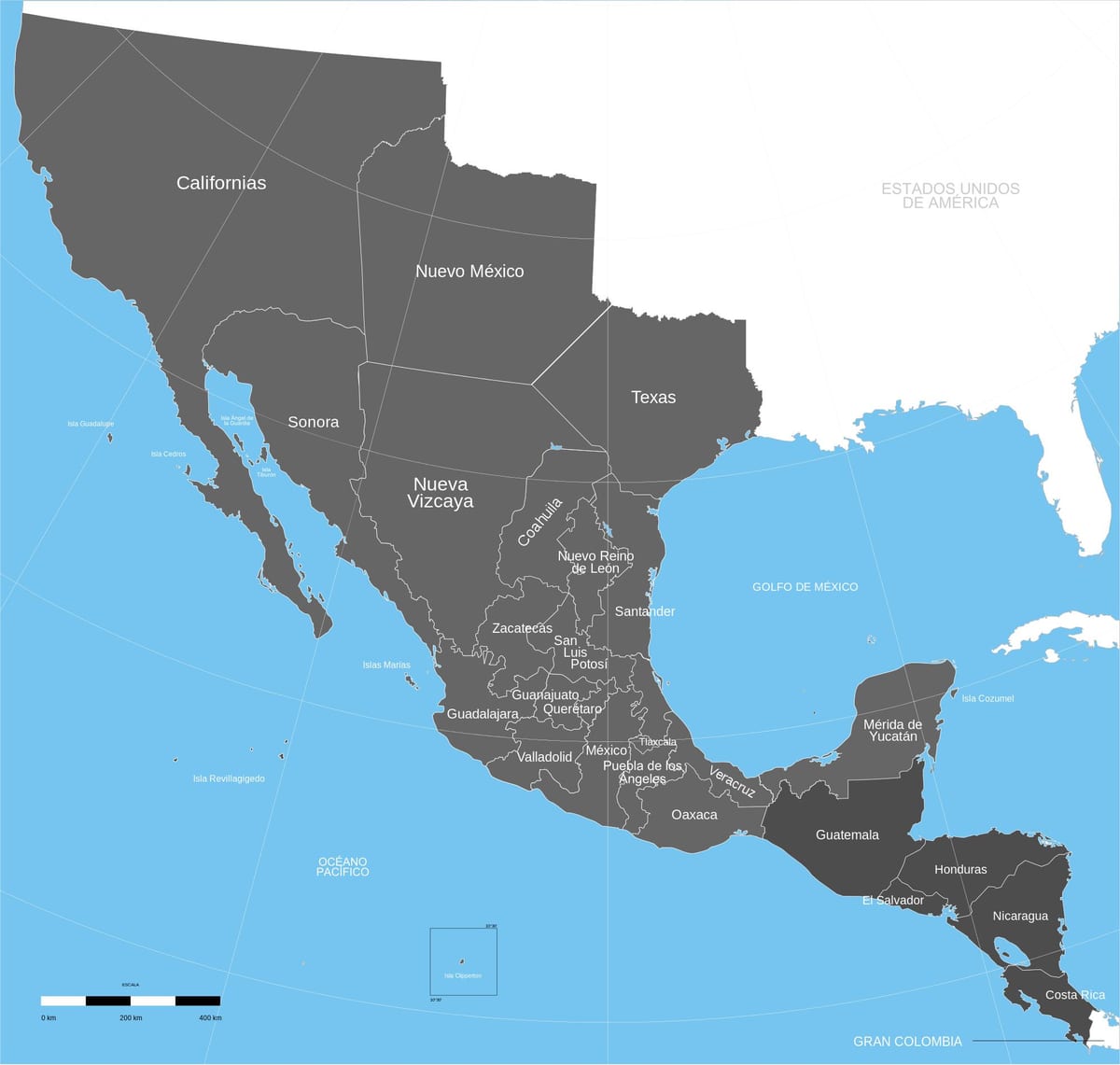 staré mexické území mapa