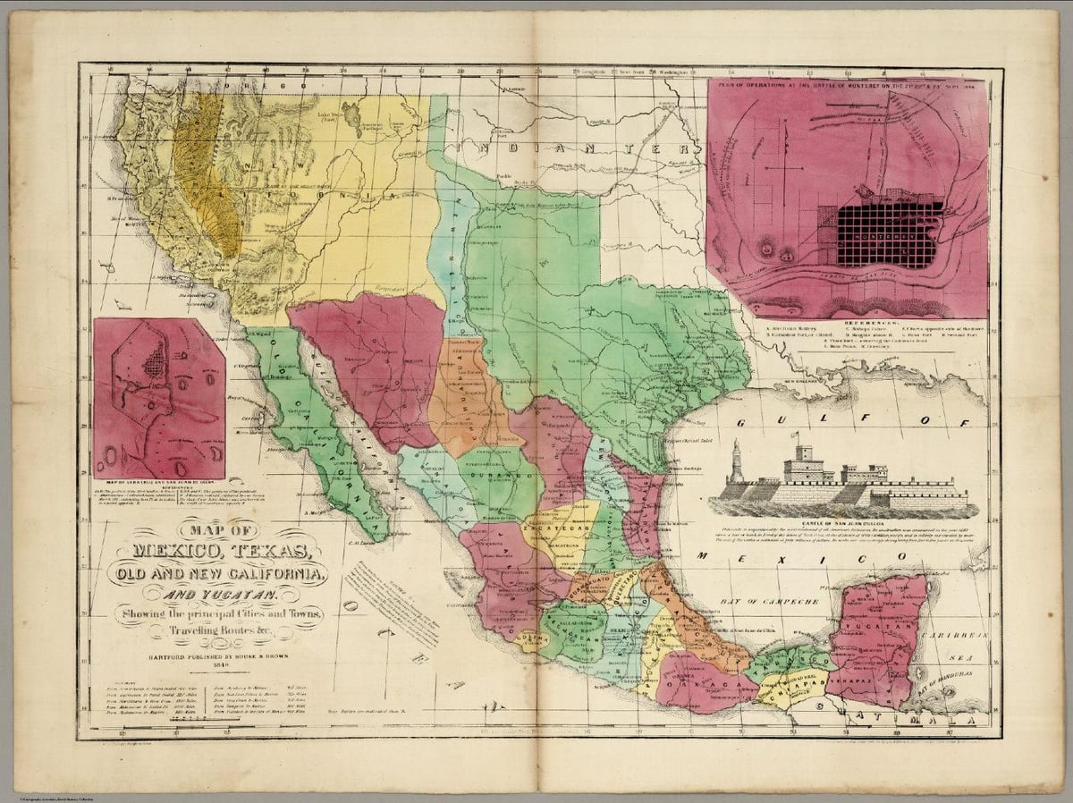Mexiko mapa, stará