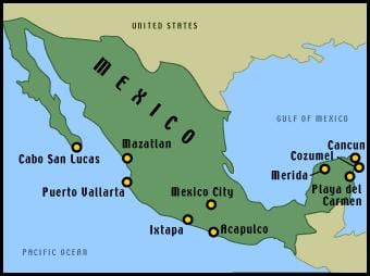 mapa mexických letovisek