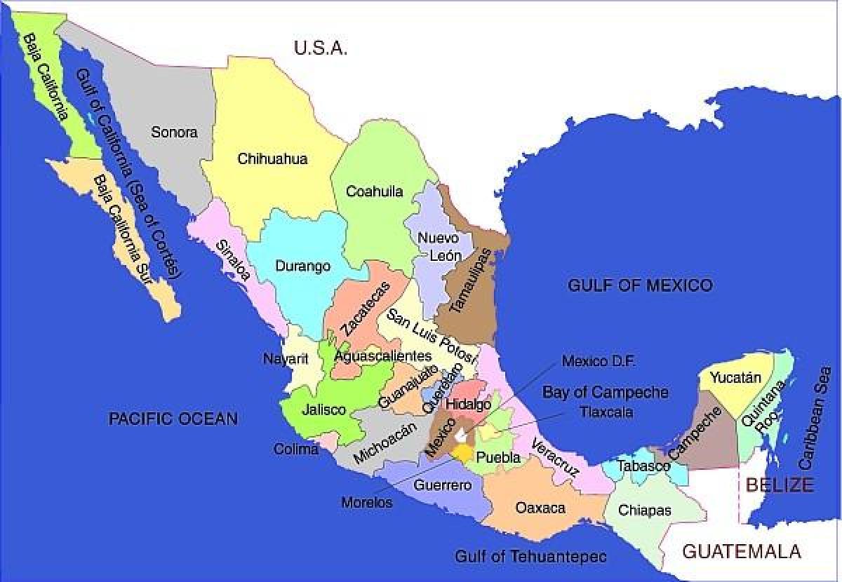 státy, Mexiko mapa