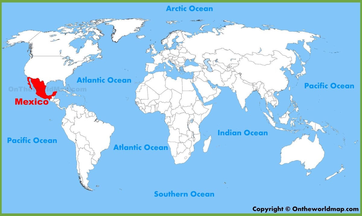 mapa světa Mexiko