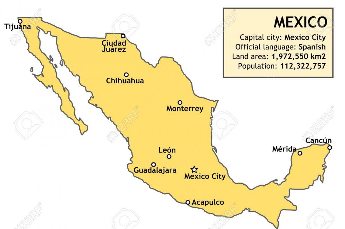 Mexiko mapa, země