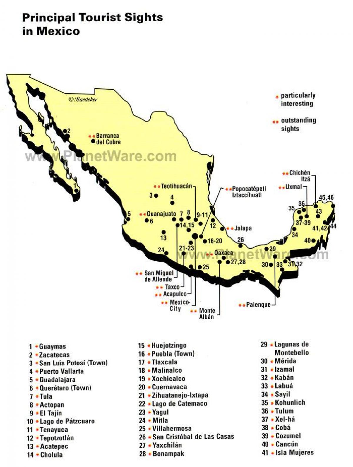 Mexiko atrakce mapa