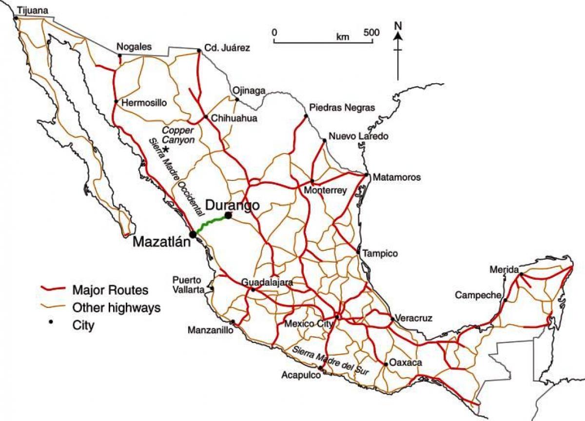 mexická daň silniční mapě