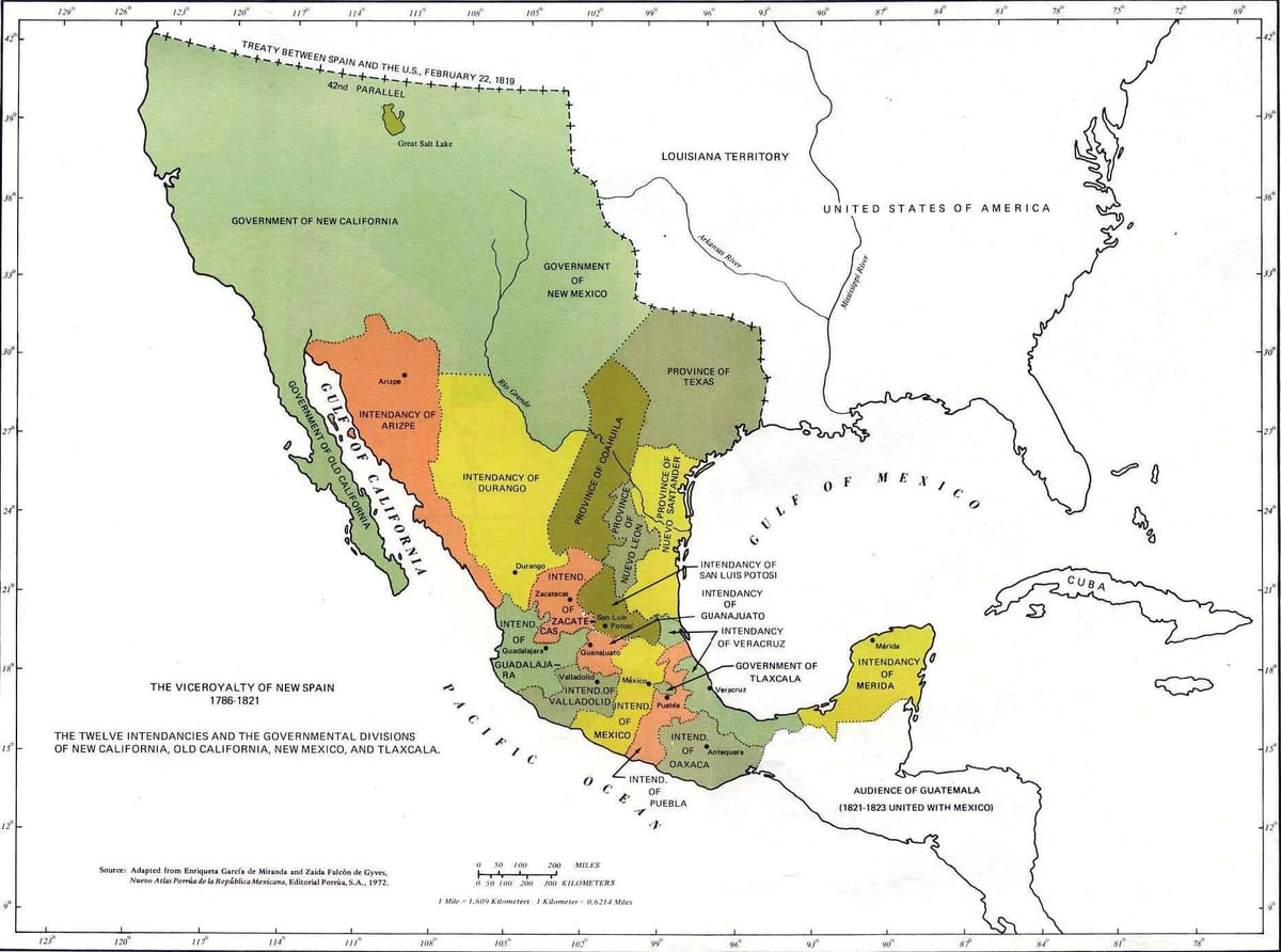Mexiko mapa historie