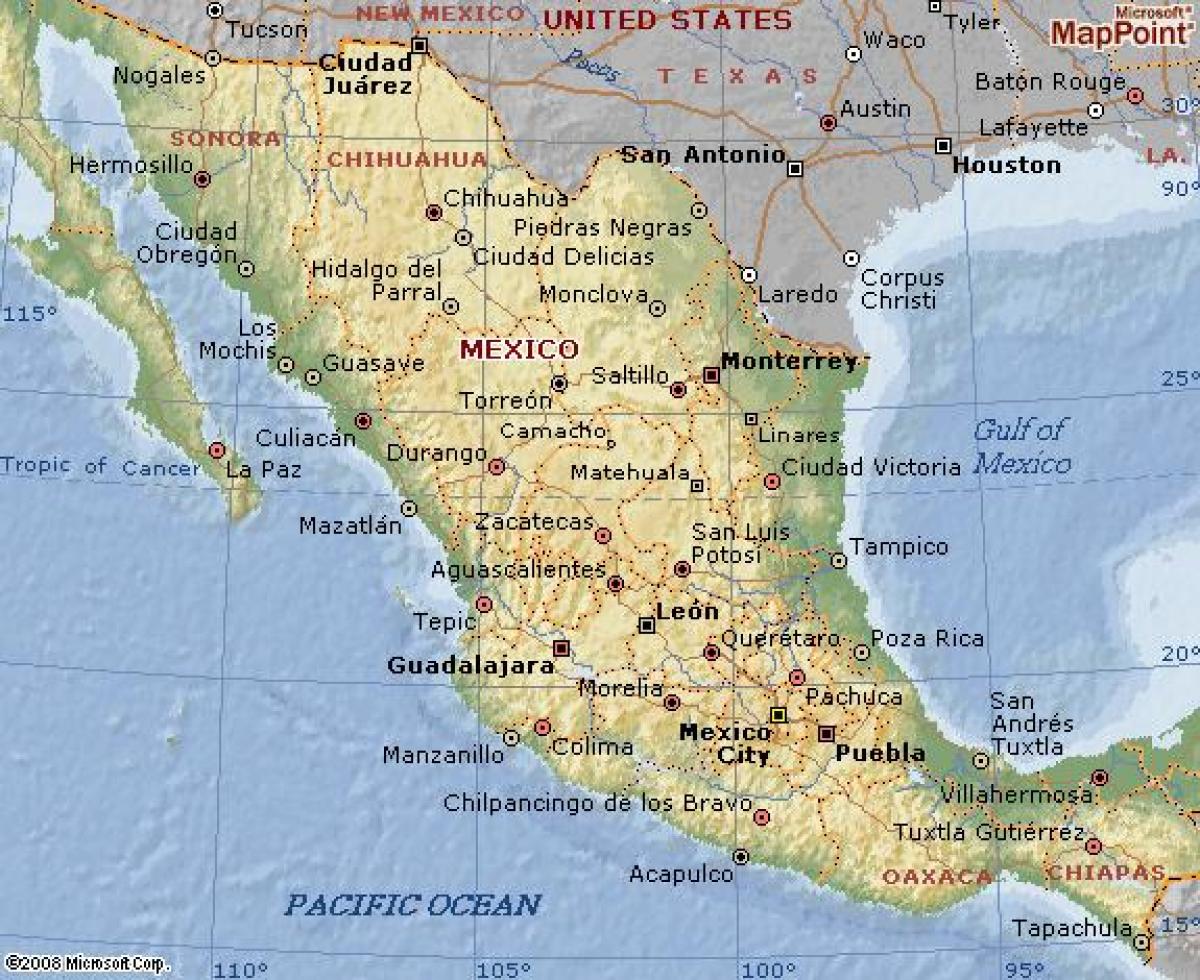 geografie Mexika mapě