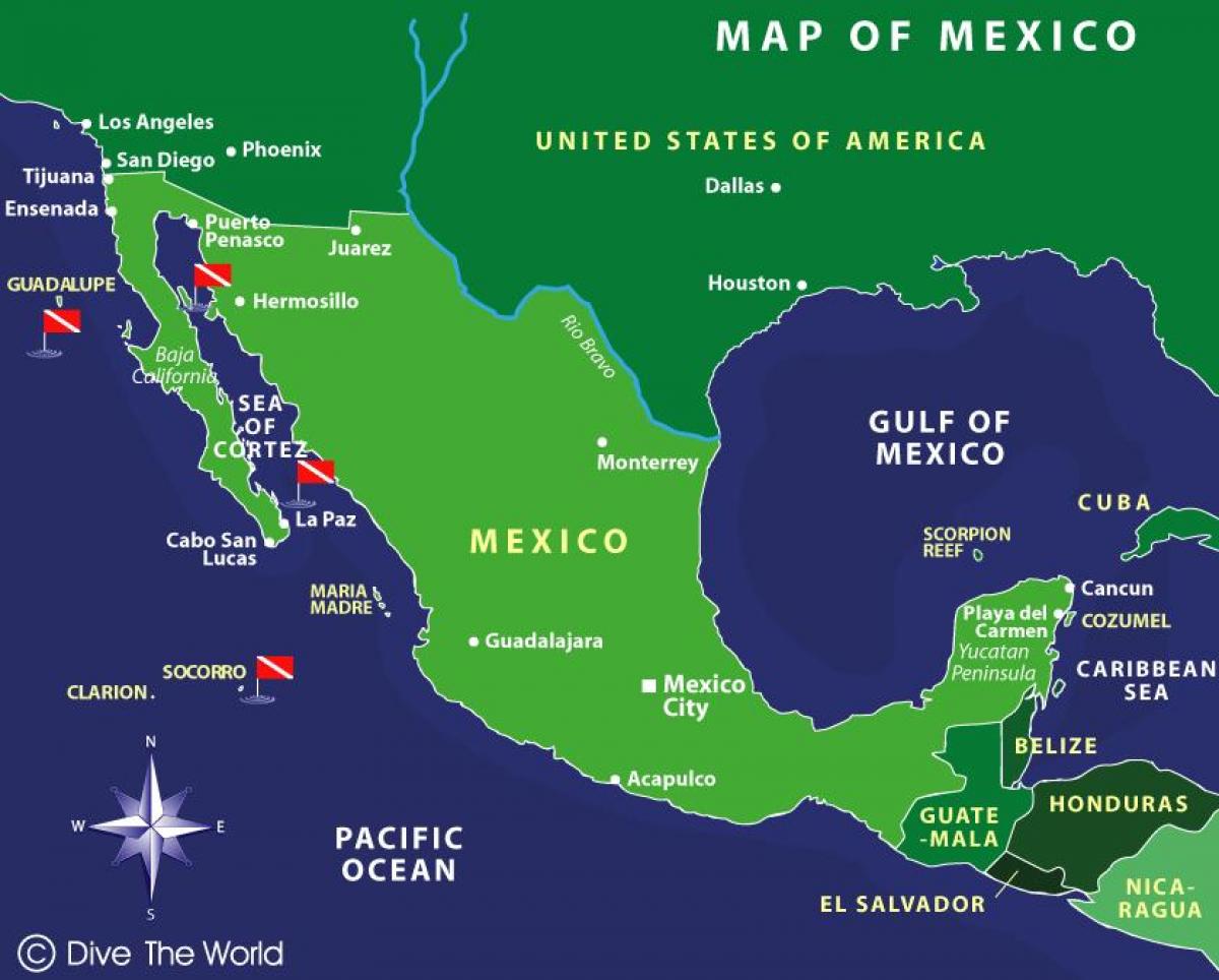 Mexiko Mapa Ostrovy 