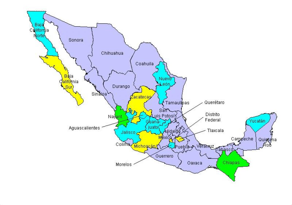 Mexiko Mapa S Státy 
