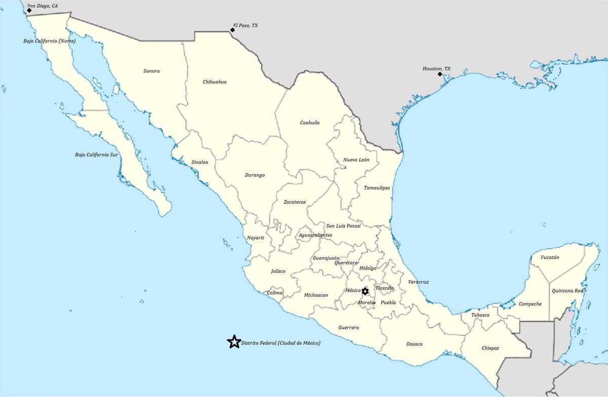 mapa Mexika státu