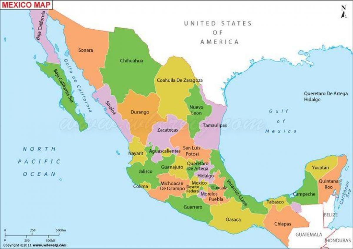 mapa Mexika státy