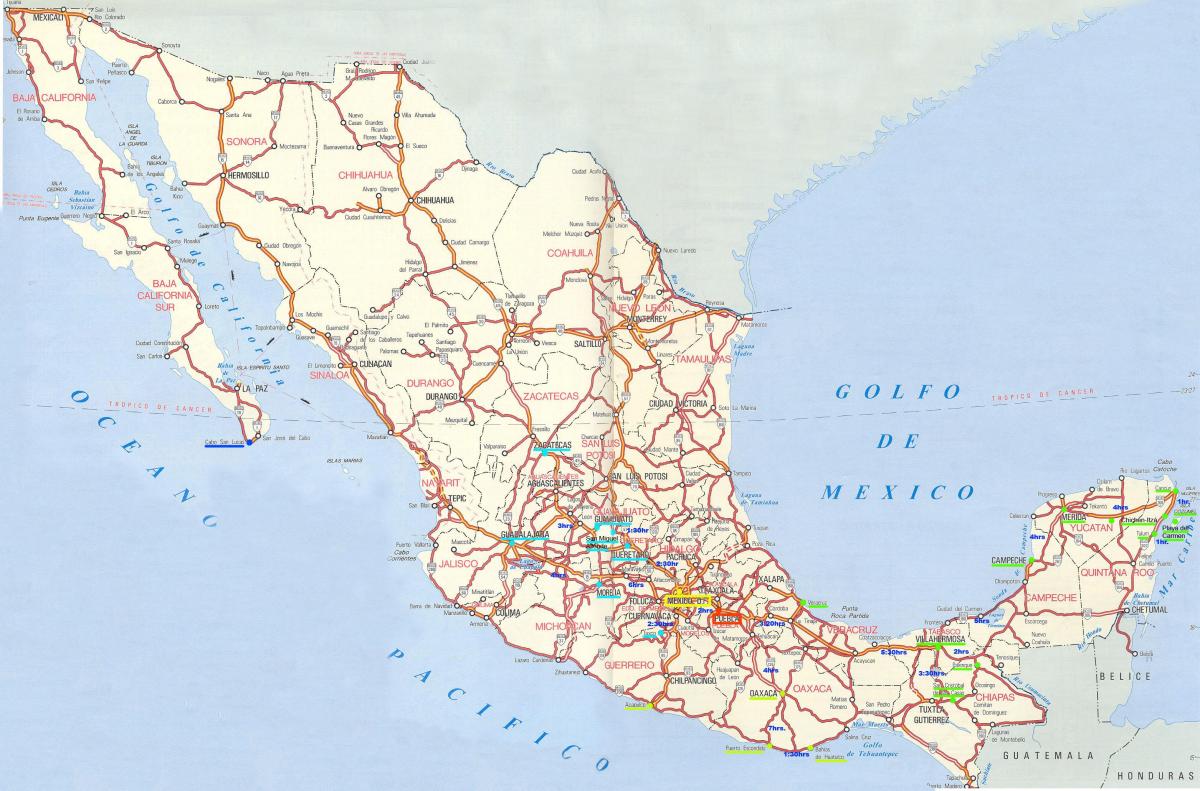 mapa Mexika silnice