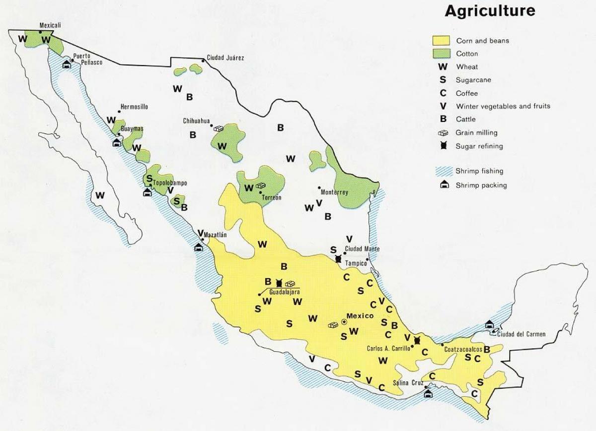 mapa Mexika zemědělství