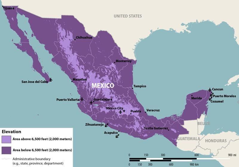 mapa Mexika zika