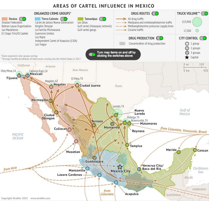 Mexiko kriminalita mapě