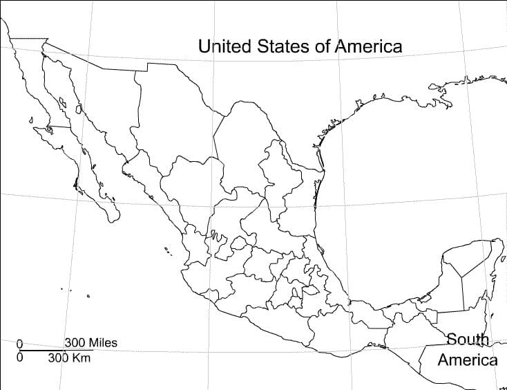 Mexiko mapa prázdná