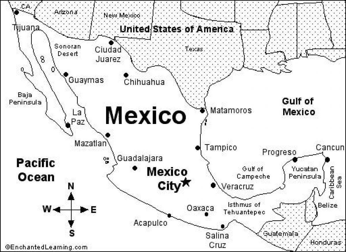 tisk mapa Mexika