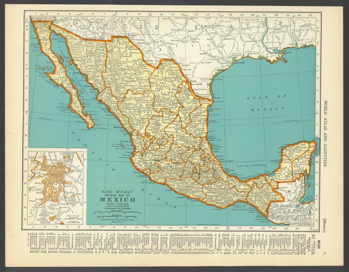 vintage mapa z Mexika