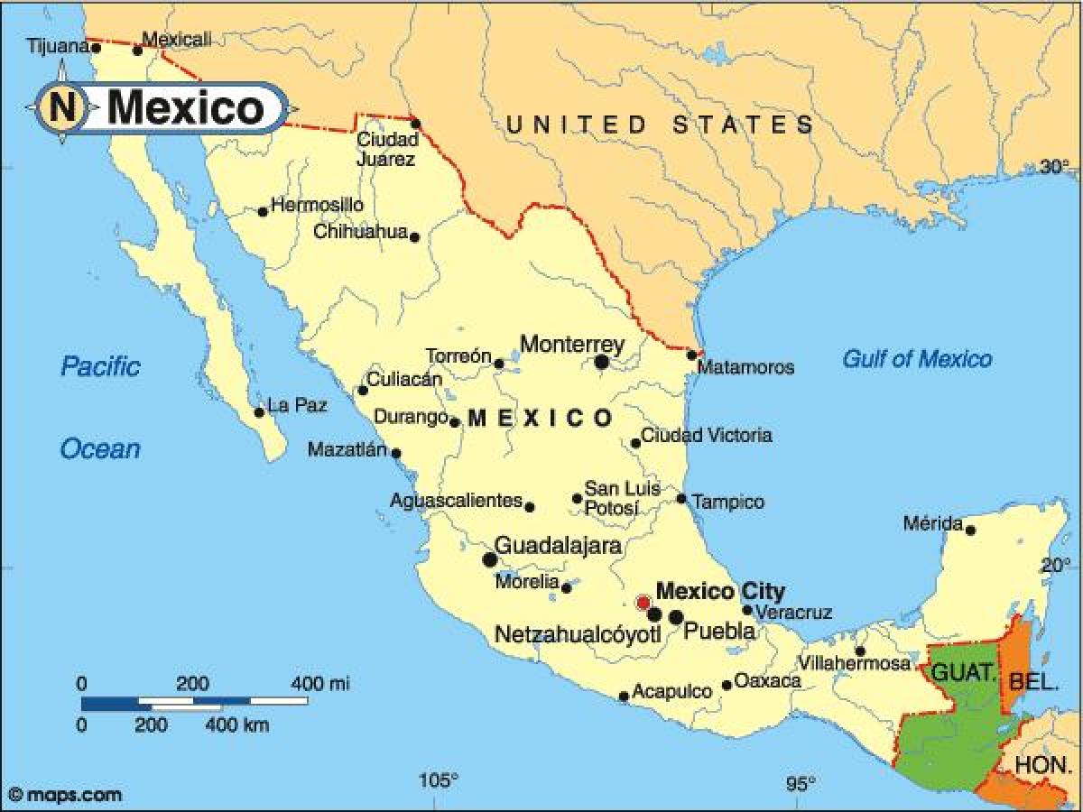 země Mexiko mapa