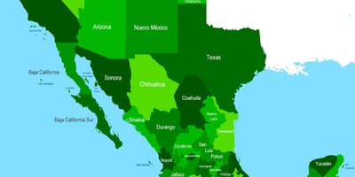 Mapa jihozápadní Mexiko