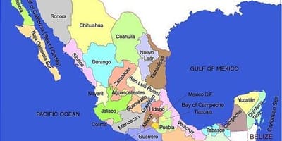 Jižní Mexiko mapa