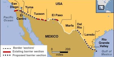 Mapa mexické hranice
