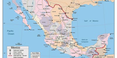 Mexiko mapa s větších městech