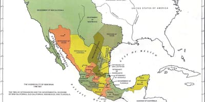 Mapa Mexika v roce 1821