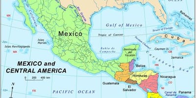 Mapa Mexiko a střední amerika