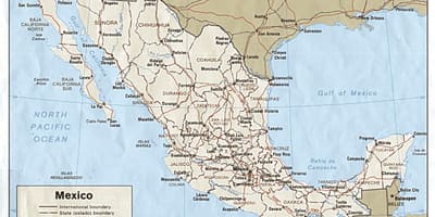 Severním Mexiku mapě