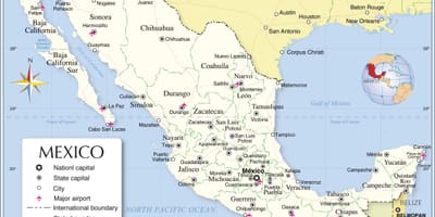 Hranice Mexiko mapa