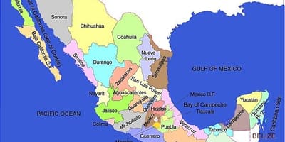 Státy, Mexiko mapa