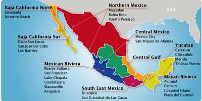 Mapa mexické riviera