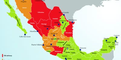 Mexiko, cestovní poradenství mapě