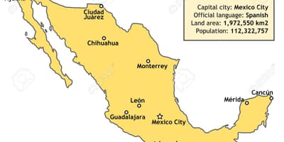 Mexiko mapa, země