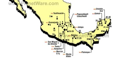 Mexiko atrakce mapa