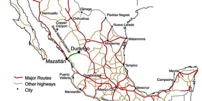 Mexická daň silniční mapě