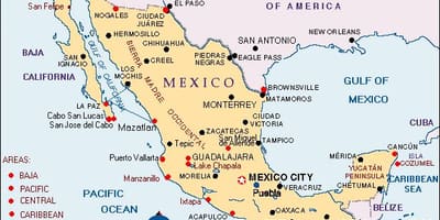 Mexiko mapa dovolenou