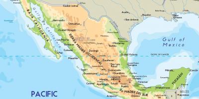 Mexiko mapa fyzické
