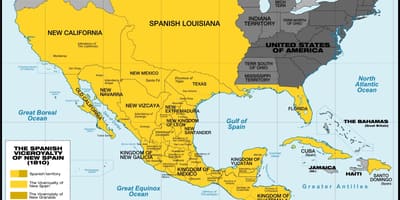 Mapa Mexika v roce 1800