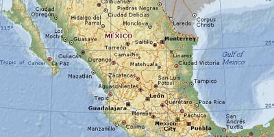 Geografie Mexika mapě