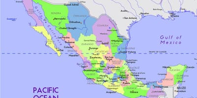 Mexiko mapa s kapitálem