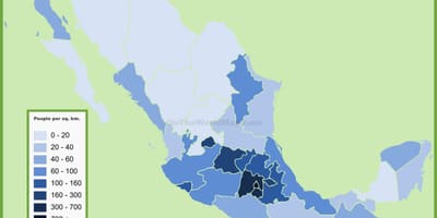 Hustota obyvatelstva mapa Mexika