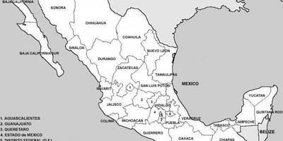 Mapa Mexika kraje