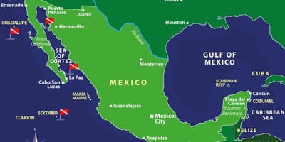 Mapa Mexika ostrovy