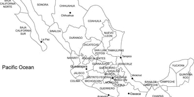 Mexiko tisk mapě