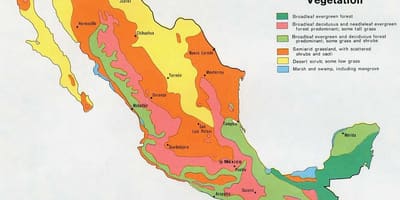 Mapa Mexika přírodními prostředky
