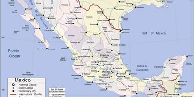 Mapa Mexika pacific coast resorts
